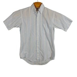 Vintage Arrow Dover Made In The USA Button Up‎ Shirt Mens 15.5 Blue White Stripe